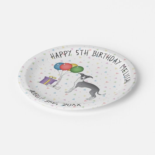 Blauw en wit Italiaans kruidhond Papieren Bordje (Gekanteld)