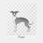 Blauw en wit Italiaans kruit met aangepaste naam Fleece Deken (Voorkant)