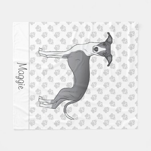 Blauw en wit Italiaans kruit met aangepaste naam Fleece Deken (Voorkant (Horizontaal))