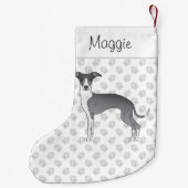 Blauw en wit Italiaans kruit met aangepaste naam Kleine Kerstsok (Achterkant)