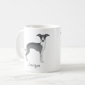 Blauw en wit Italiaans kruit met aangepaste naam Koffiemok (Voorkant links)