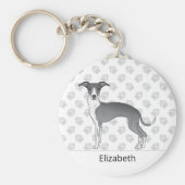 Blauw en wit Italiaans kruit met aangepaste naam Sleutelhanger (Voorkant)