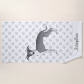 Blauw en wit Italiaans kruit met aangepaste naam Strandlaken (Voorkant)