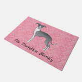 Blauw en wit Italiaans kruit op roze harten Deurmat (Schuin)