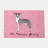 Blauw en wit Italiaans kruit op roze harten Deurmat (Voorkant)