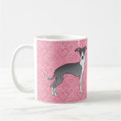 Blauw en wit Italiaans kruit op roze harten Koffiemok (Links)