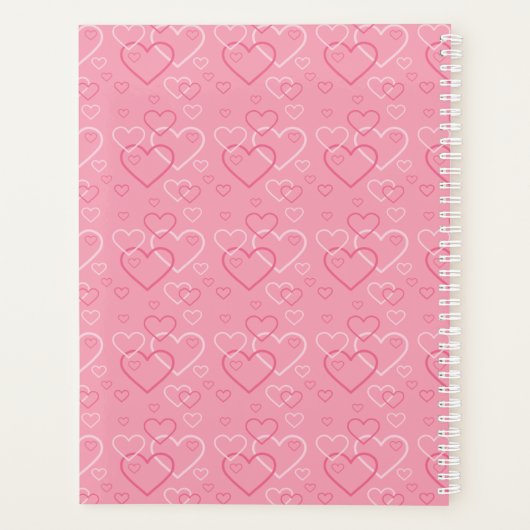 Blauw en wit Italiaans kruit op roze harten Planner (Achterkant)