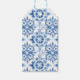 Blauw en wit Italiaans patroon van de tegel van de Cadeaulabel