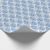 Blauw en wit Italiaans patroon van de tegel van de Cadeaupapier (Hoek)