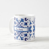 Blauw en Wit Italiaans Stijl Tegel Mok (Voorkant links)