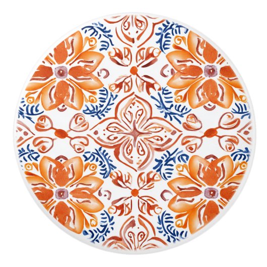 Blauw en wit Italiaans Tegel Keramische Knop (Voorkant)