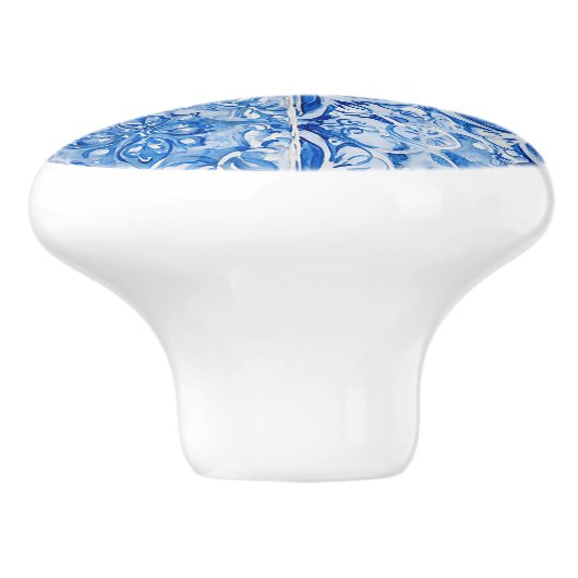 Blauw en wit Italiaans Tegel Keramische Knop (Zijkant)