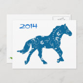 Blauw en wit jaar van het Briefkaart van de paarde (Voorkant / Achterkant)