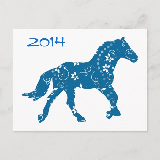 Blauw en wit jaar van het Briefkaart van de paarde (Voorkant)