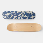 blauw en wit Japans Patroon Persoonlijk Skateboard (Horizontaal)