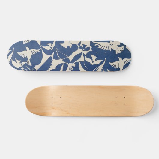 blauw en wit Japans Patroon Persoonlijk Skateboard (Horizontaal)