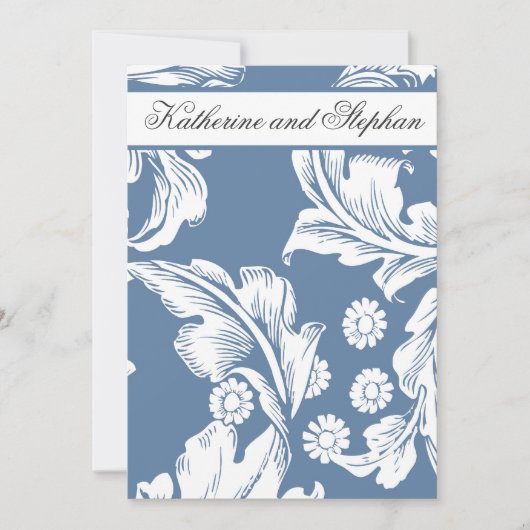 blauw en wit jubileum kaart (Voorkant)