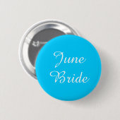 Blauw en wit june bride knop ronde button 5,7 cm (Voorkant /achterkant)