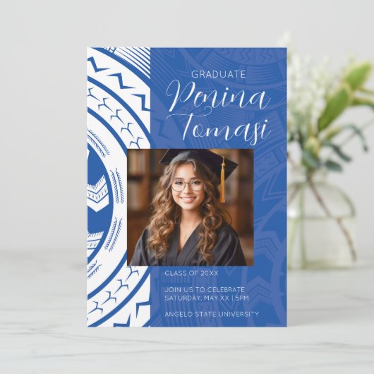 Blauw en wit kaart (Staand voorkant)