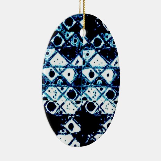 Blauw en wit keramisch ornament (Rechts)