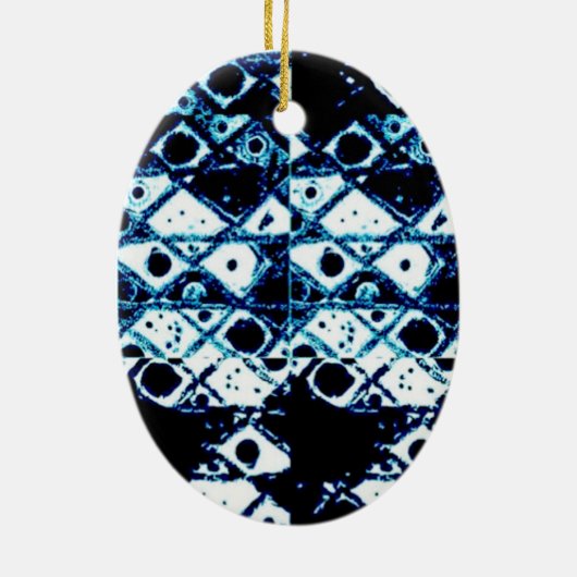 Blauw en wit keramisch ornament (Achterkant)