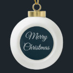 blauw en wit keramische bal ornament<br><div class="desc">Dit blauw-witte ornament zal er mooi uitzien op je kerstboom. Het elegante lettertype is visueel aangenaam. Verander de woorden. Wijzig het lettertype. De keuzes zijn aan jou. . Origineel werk; © Sharon Lee Hudson. Alle rechten voorbehouden. Meer Kerst- en winterartikelen vindt u bij de vakantiewinkel van het bedrijf op Zazzle,...</div>