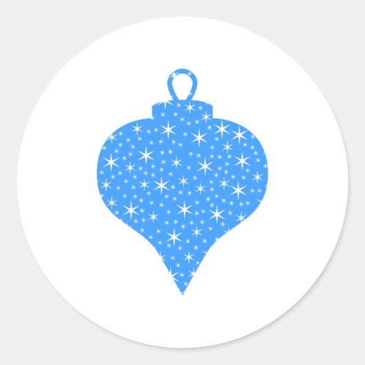 Blauw en wit kerst Bauble Design. Ronde Sticker (Voorkant)