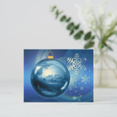 Blauw en wit kerst sneeuwvlok Ornament Feestdagenkaart (Staand voorkant)
