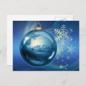 Blauw en wit kerst sneeuwvlok Ornament Feestdagenkaart (Voorkant / Achterkant)