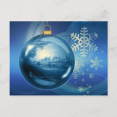 Blauw en wit kerst sneeuwvlok Ornament Feestdagenkaart (Voorkant)
