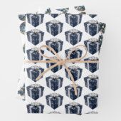 Blauw en Wit Kerst Verpakking Papieren Bladen Inpakpapier Vel (In situ)
