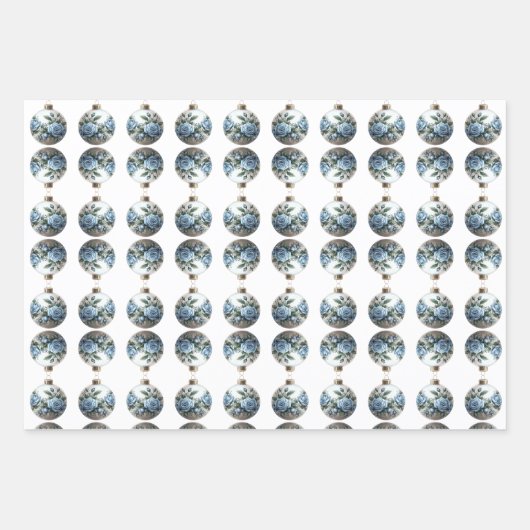 Blauw en Wit Kerst Verpakking Papieren Bladen Inpakpapier Vel (Voorkant 3)