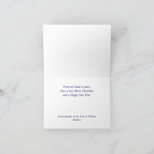 blauw en wit kerst Wenskaart Feestdagen Kaart (Binnen)