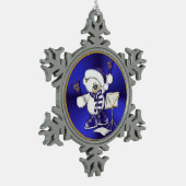Blauw en wit kerstBeer Snowflake Ornament (Links)