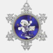 Blauw en wit kerstBeer Snowflake Ornament (Voorkant)