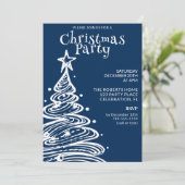 Blauw en wit kerstboom feest kaart (Staand voorkant)