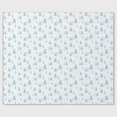 Blauw en wit kerstboom patroon cadeaupapier (Vlak)