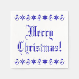 Blauw en wit kerstcadeautje Snowman Snowflakes Servet