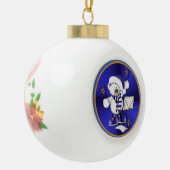 Blauw en wit kerstfeest Beer Ball Ornament (Links)