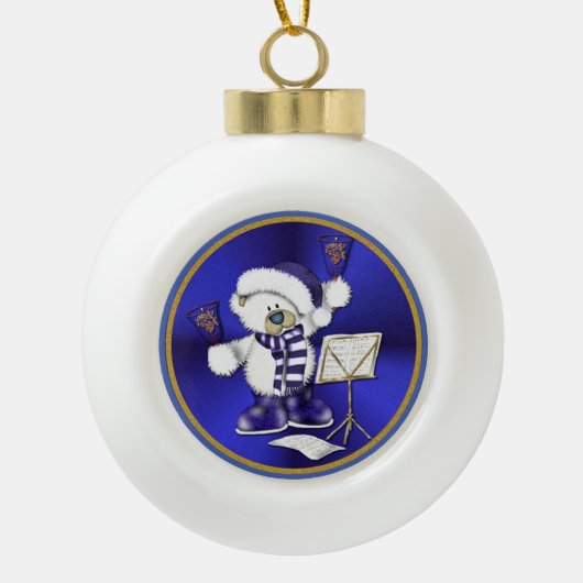 Blauw en wit kerstfeest Beer Ball Ornament (Voorkant)