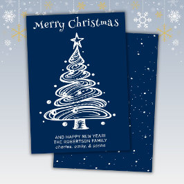 Blauw en wit kerstkaart kaart