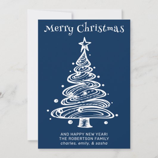 Blauw en wit kerstkaart kaart (Voorkant)