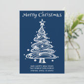 Blauw en wit kerstkaart kaart (Staand voorkant)