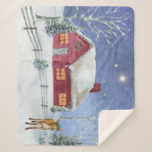 Blauw en wit kerstland HomeScene Blanket Sherpa Deken (Voorkant)