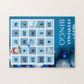 Blauw en wit Kerstmis Bingo puzzel Legpuzzel (Horizontaal)