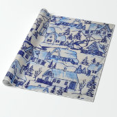 , blauw en wit, Kerstmis Cadeaupapier (Uitgerold)