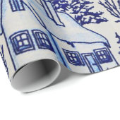 , blauw en wit, Kerstmis Cadeaupapier (Rol Hoek)