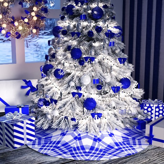 Blauw en wit Kerstmis Plaid Kerstboom Rok