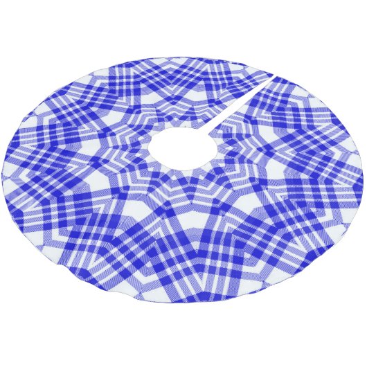 Blauw en wit Kerstmis Plaid Kerstboom Rok (Gekanteld)