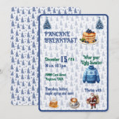 Blauw en wit Kerstpannenkoekenontbijt  Kaart (Voorkant / Achterkant)